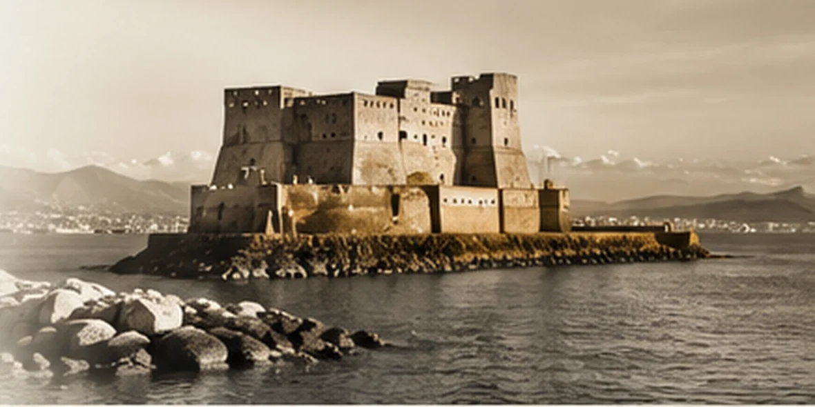 Interpretazione artistica del Golfo di Napoli e di Castel dell’Ovo